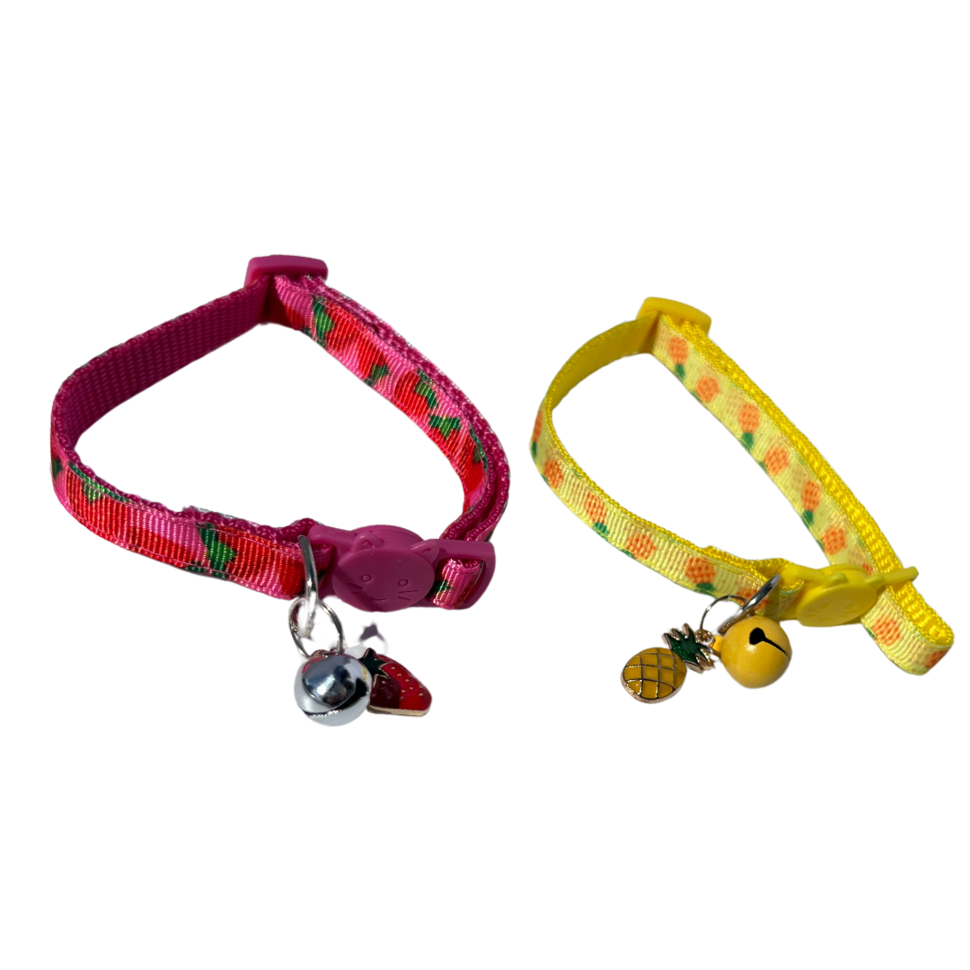 Fruit-Themed Adjustable Pet Collars with Charms and Bells