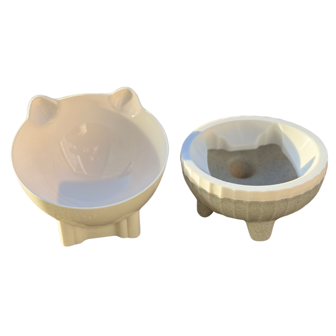 Cat-Ear Elevated Ceramic Pet Bowl with Detachable Base
