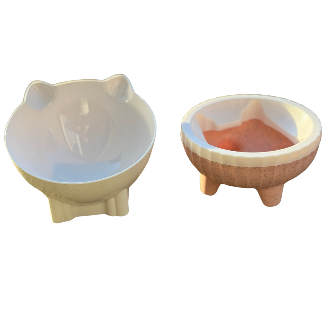 Cat-Ear Elevated Ceramic Pet Bowl with Detachable Base