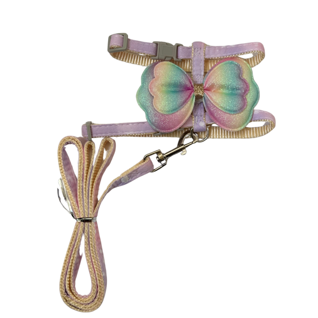 Rainbow Butterfly Pet Harness with Leash