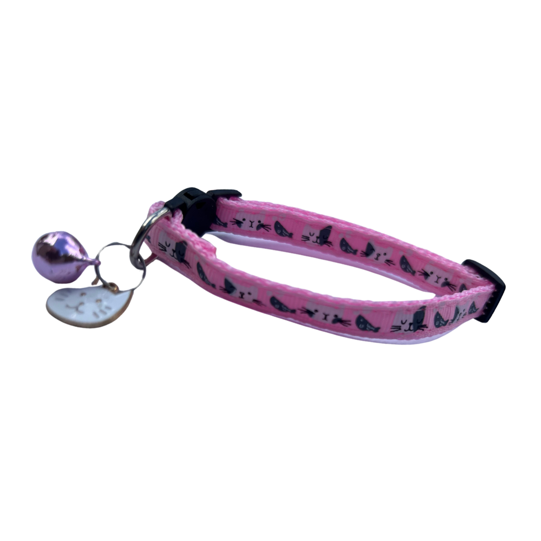 Pink Cat Collar with Adorable Charm & Bell